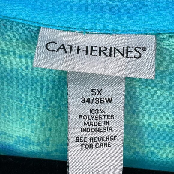 NEW Catherines Womens Plus 5X Button Up Tunic Top Mid Length Roll Tab Sleeve - Picture 3 of 11